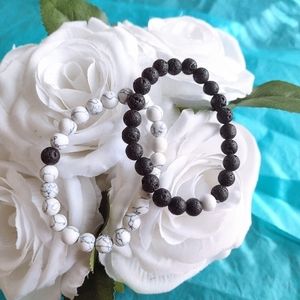 New Lava Rock Howlite Essential Couples love Healing Bracelets